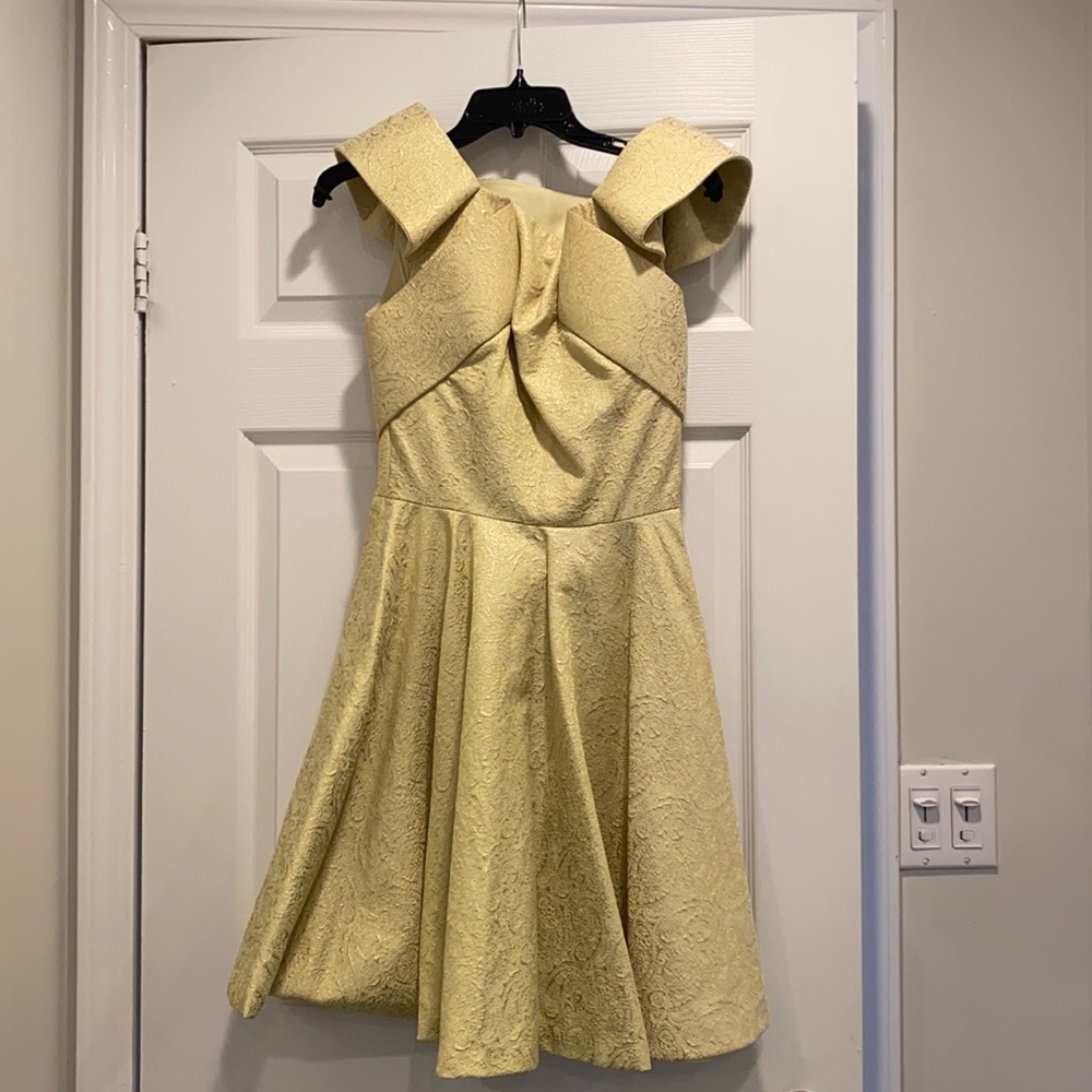 Marchesa notte yellow cocktail dress